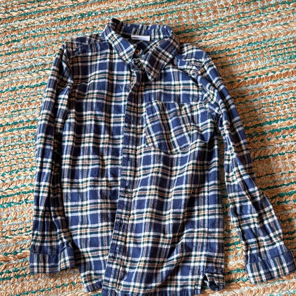 Boy’s Blue Plaid Flannel Shirt